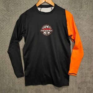 Gameness BJJ Frequency Martial Arts Rash Guard Mens Medium Black Orange Long Slv